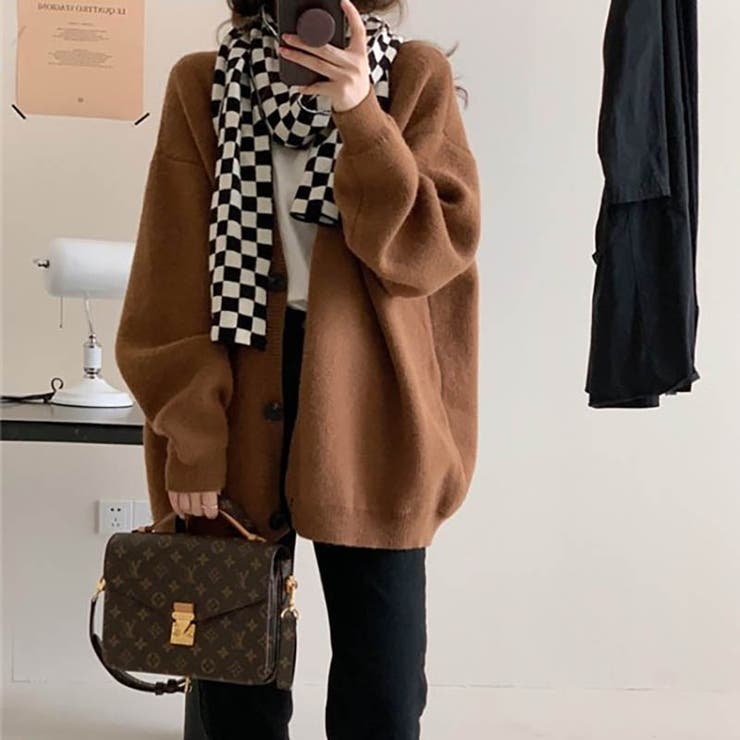 ブラウン | ゆったり感が可愛いルーズシルエットニットカーディガン ルーズ 冬 | maison de LATIR