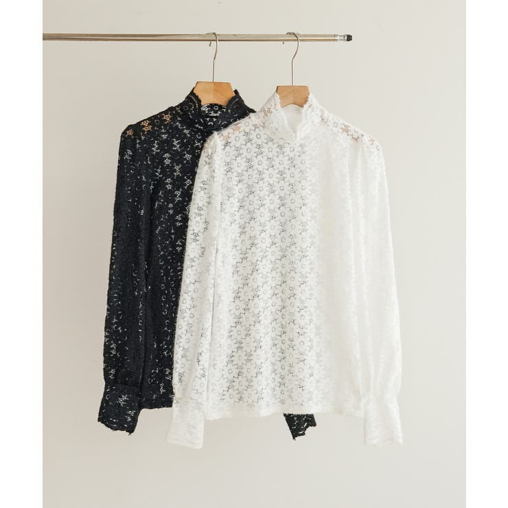 女性らしいレースデザインが映えるブラウス ハイネック シャツ | maison de LATIR | 詳細画像13 