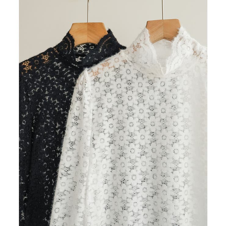 女性らしいレースデザインが映えるブラウス ハイネック シャツ | maison de LATIR | 詳細画像14 