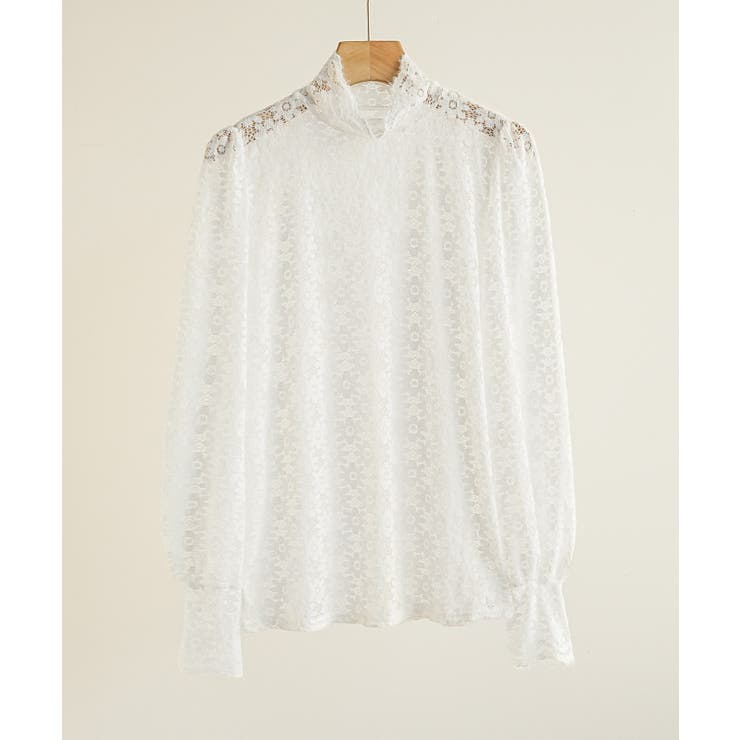 女性らしいレースデザインが映えるブラウス ハイネック シャツ | maison de LATIR | 詳細画像15 