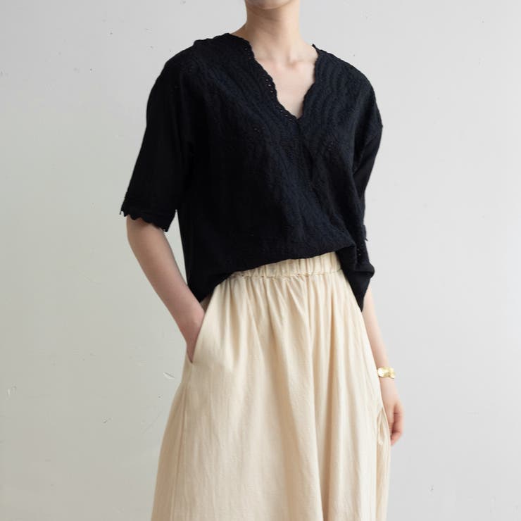 スカラップレースブラウス韓国ファッション 秋 セクシー | maison de LATIR | 詳細画像25 