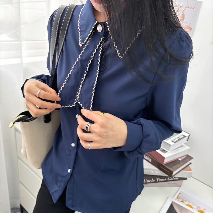 エレガントなバイカラーボウタイデザインブラウス 冬 外国風 | maison de LATIR | 詳細画像33 