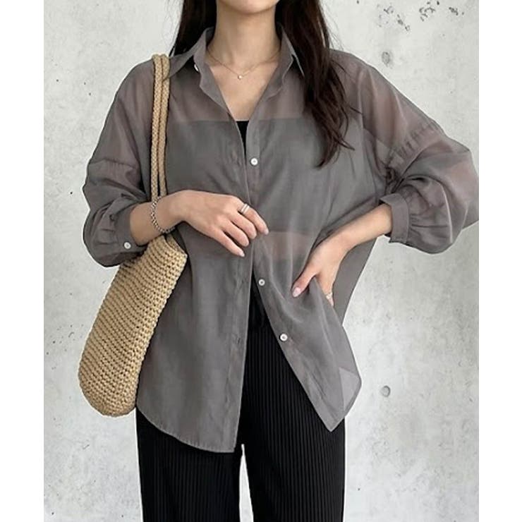 ボリューム袖が華やぐ透け感シアーシャツ レイヤードも楽しめる夏服イージーケア軽や… | maison de LATIR | 詳細画像11 