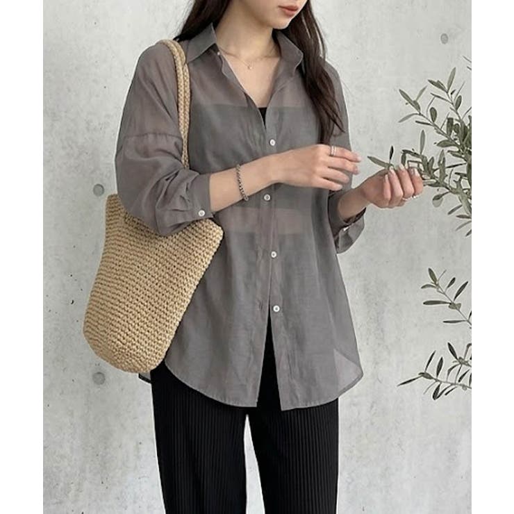 ボリューム袖が華やぐ透け感シアーシャツ レイヤードも楽しめる夏服イージーケア軽や… | maison de LATIR | 詳細画像13 