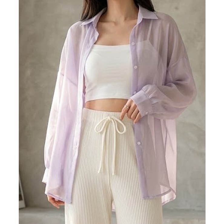 ボリューム袖が華やぐ透け感シアーシャツ レイヤードも楽しめる夏服イージーケア軽や… | maison de LATIR | 詳細画像16 