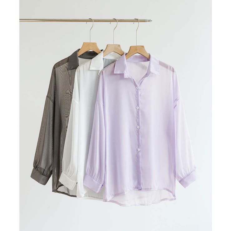 ボリューム袖が華やぐ透け感シアーシャツ レイヤードも楽しめる夏服イージーケア軽や… | maison de LATIR | 詳細画像18 