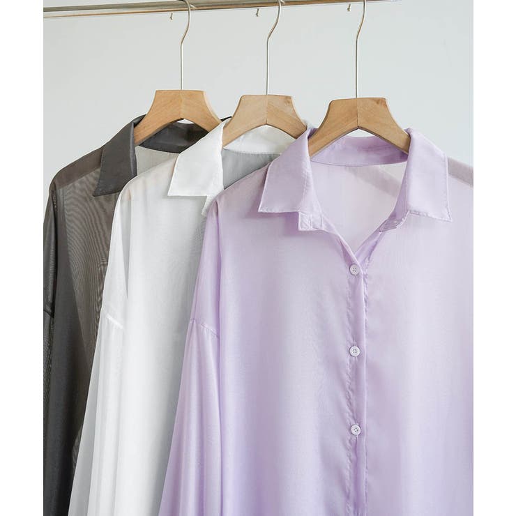 ボリューム袖が華やぐ透け感シアーシャツ レイヤードも楽しめる夏服イージーケア軽や… | maison de LATIR | 詳細画像19 