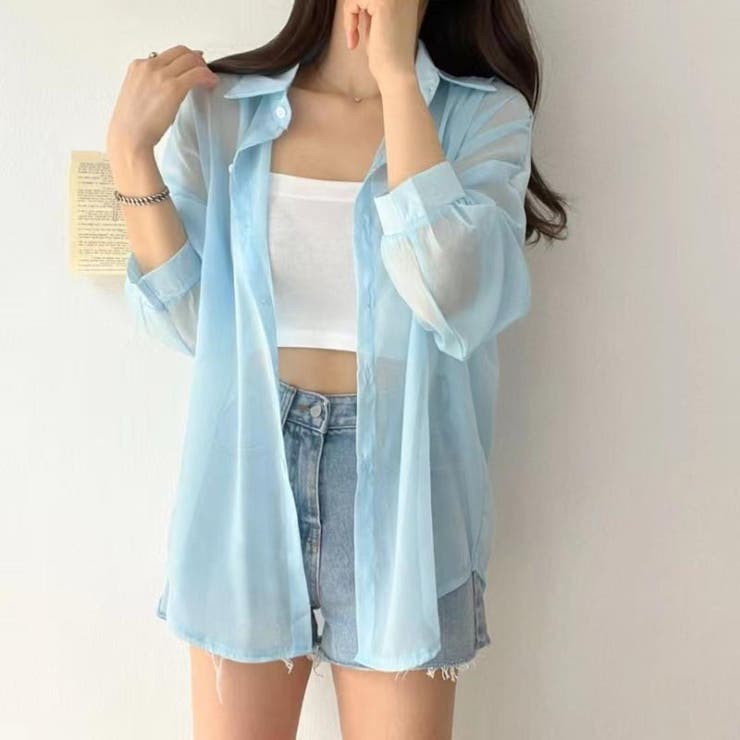 ボリューム袖が華やぐ透け感シアーシャツ レイヤードも楽しめる夏服イージーケア軽や… | maison de LATIR | 詳細画像4 
