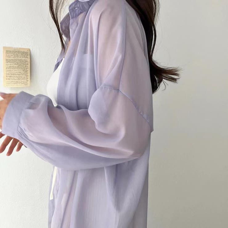 ボリューム袖が華やぐ透け感シアーシャツ レイヤードも楽しめる夏服イージーケア軽や… | maison de LATIR | 詳細画像5 