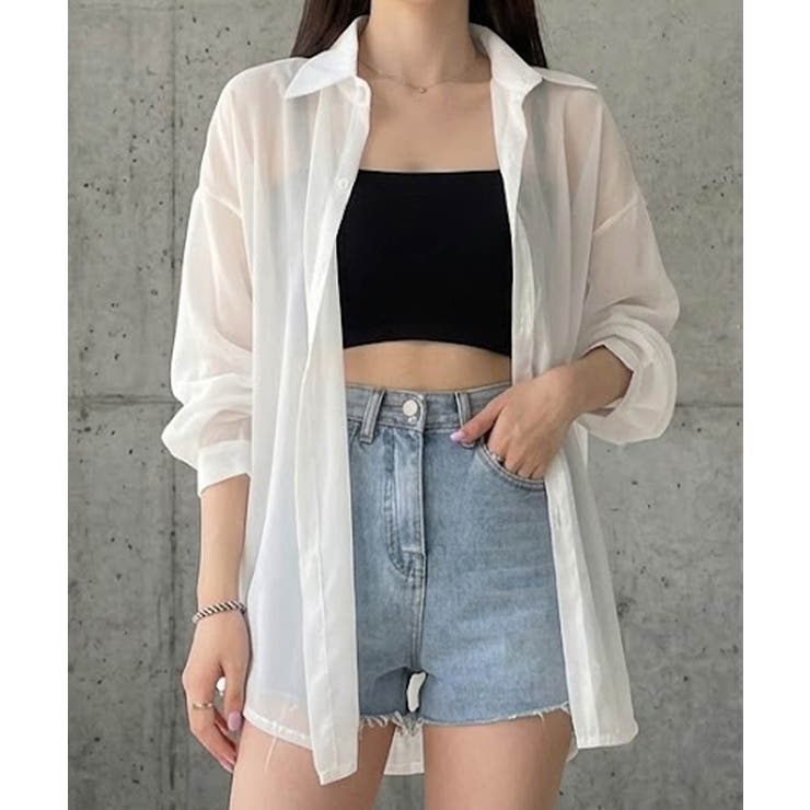 ボリューム袖が華やぐ透け感シアーシャツ レイヤードも楽しめる夏服イージーケア軽や… | maison de LATIR | 詳細画像6 