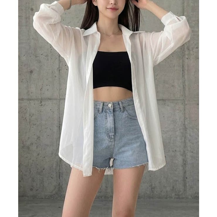 ボリューム袖が華やぐ透け感シアーシャツ レイヤードも楽しめる夏服イージーケア軽や… | maison de LATIR | 詳細画像8 