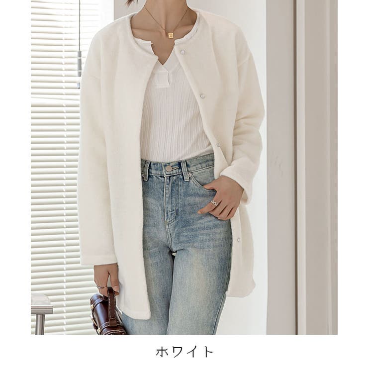 迷ったらサッと羽織って冬コーデ。ふわふわした生地感が心地よい。大人ニットジャケッ… | maison de LATIR | 詳細画像50 