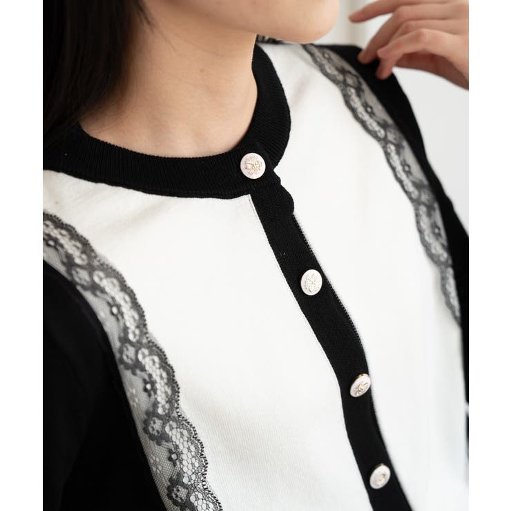 バイカラーレースカーディガン カーディガン バイカラー | maison de LATIR | 詳細画像11 