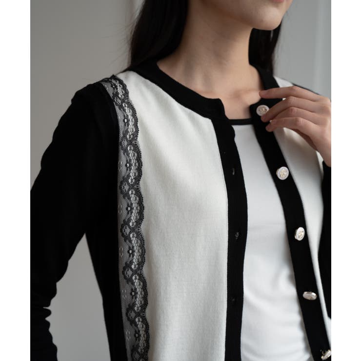 バイカラーレースカーディガン カーディガン バイカラー | maison de LATIR | 詳細画像12 