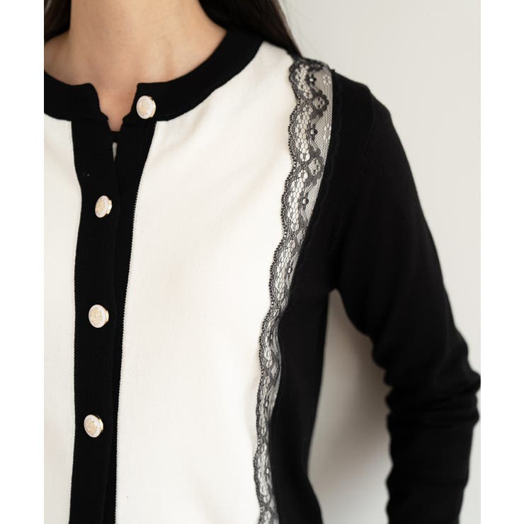 バイカラーレースカーディガン カーディガン バイカラー | maison de LATIR | 詳細画像16 