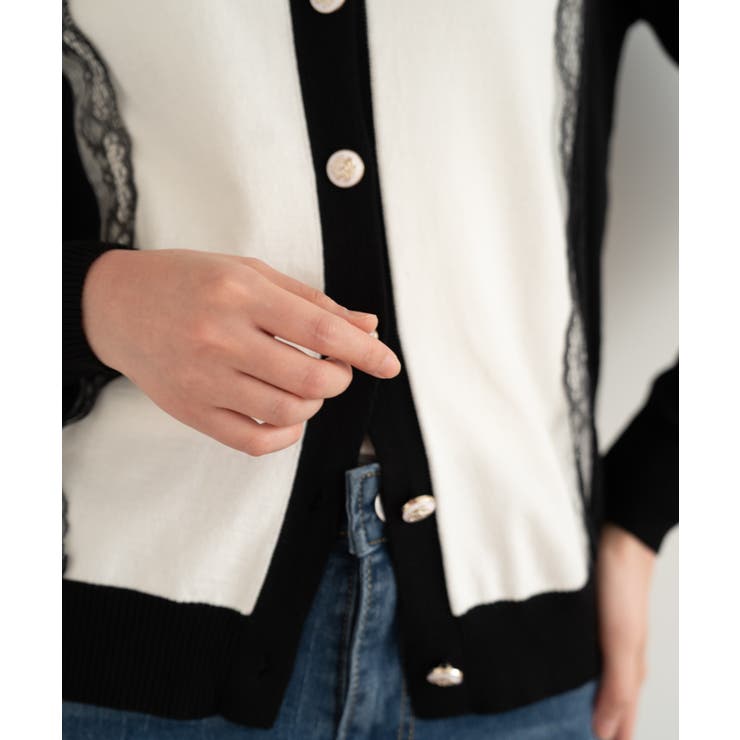 バイカラーレースカーディガン カーディガン バイカラー | maison de LATIR | 詳細画像17 