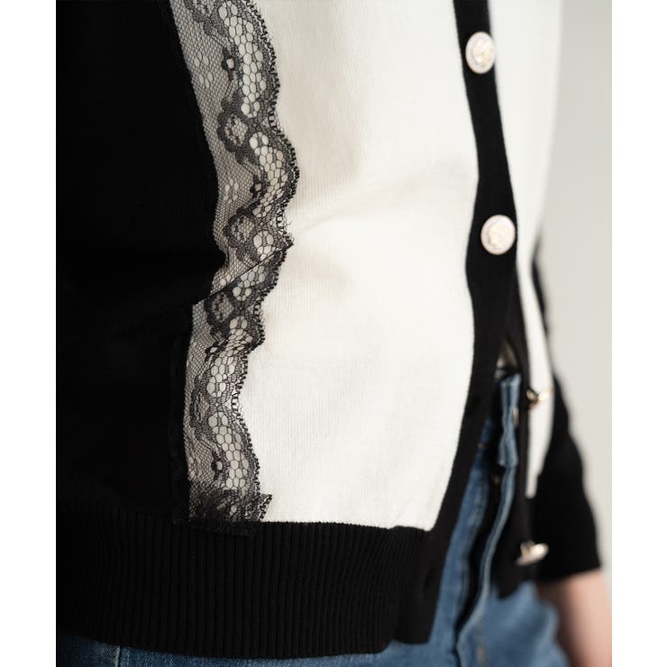 バイカラーレースカーディガン カーディガン バイカラー | maison de LATIR | 詳細画像23 
