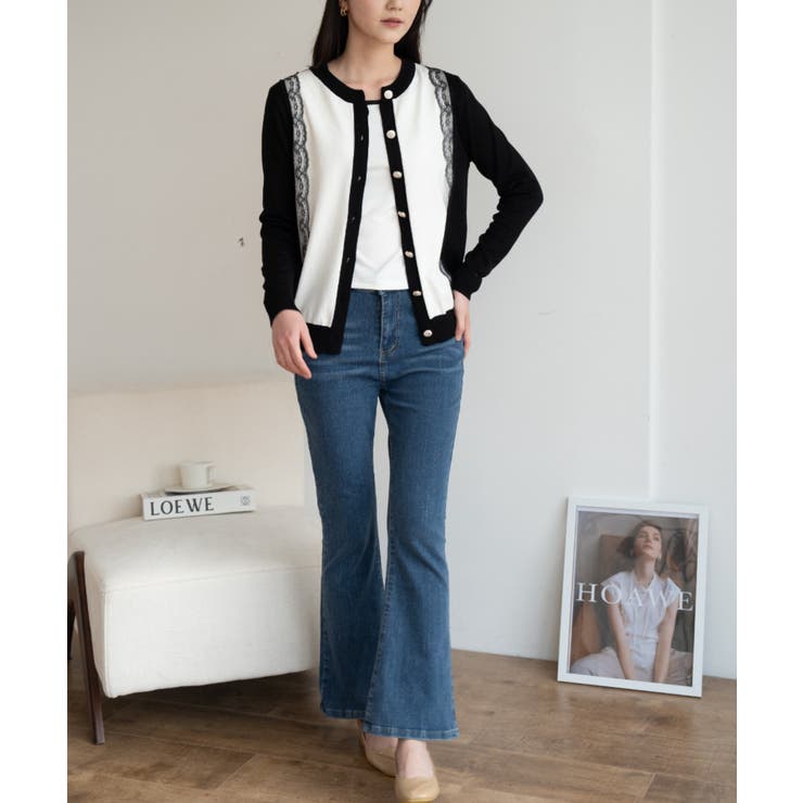 バイカラーレースカーディガン カーディガン バイカラー | maison de LATIR | 詳細画像25 