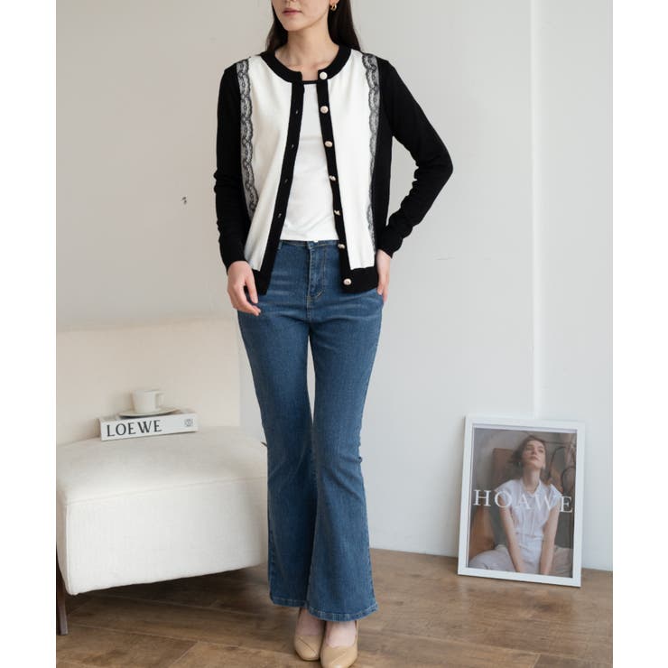 バイカラーレースカーディガン カーディガン バイカラー | maison de LATIR | 詳細画像26 