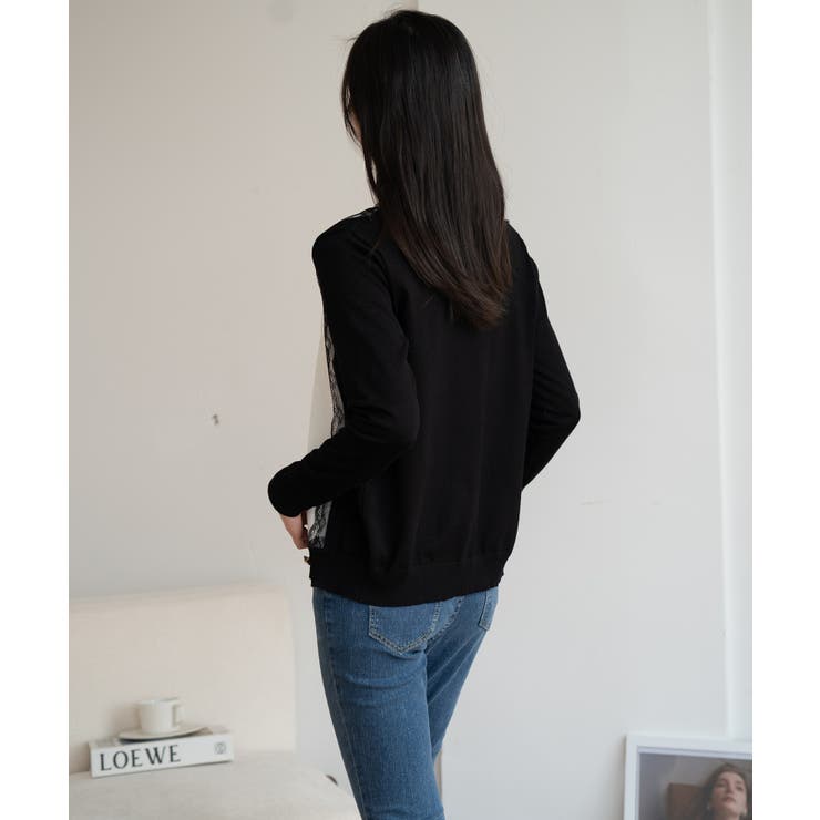 バイカラーレースカーディガン カーディガン バイカラー | maison de LATIR | 詳細画像38 