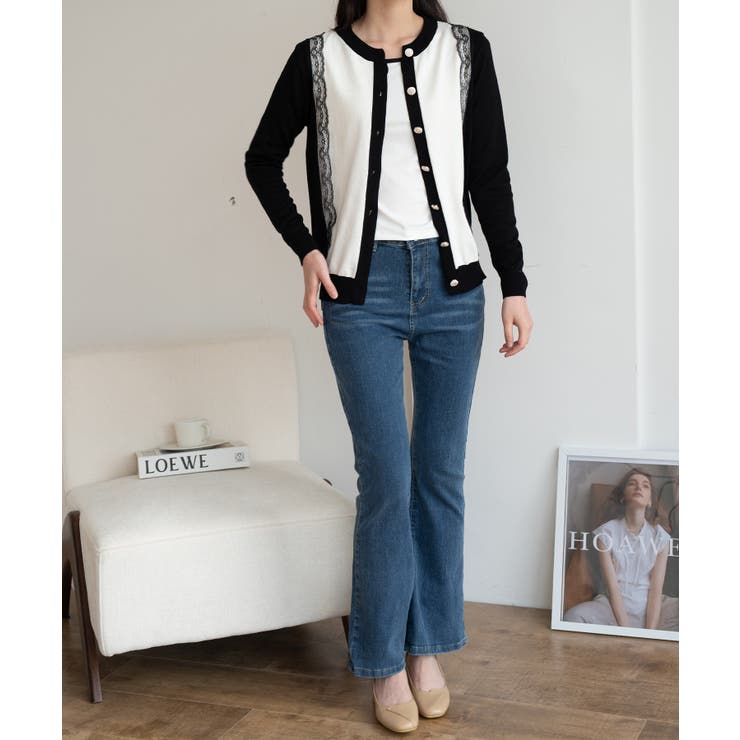 バイカラーレースカーディガン カーディガン バイカラー | maison de LATIR | 詳細画像42 