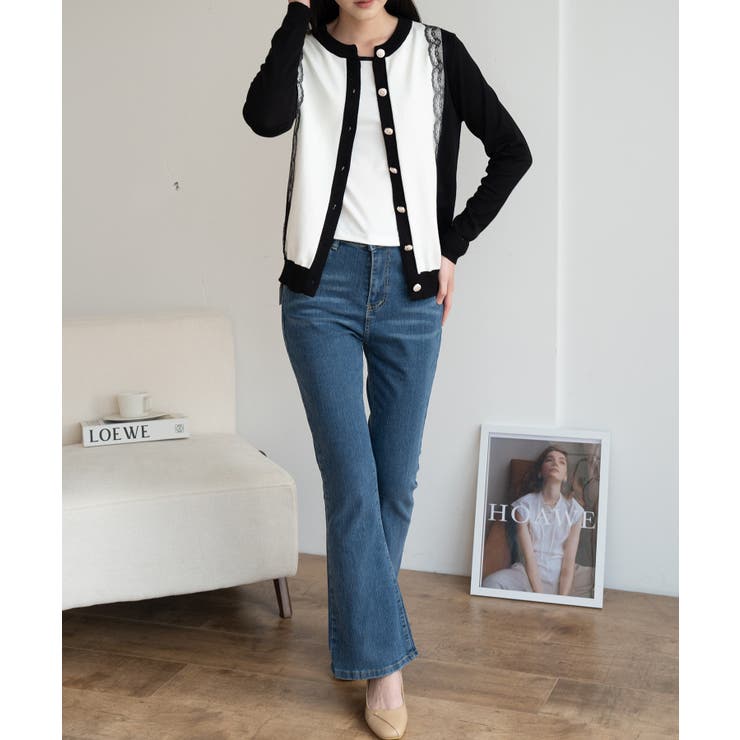 バイカラーレースカーディガン カーディガン バイカラー | maison de LATIR | 詳細画像44 