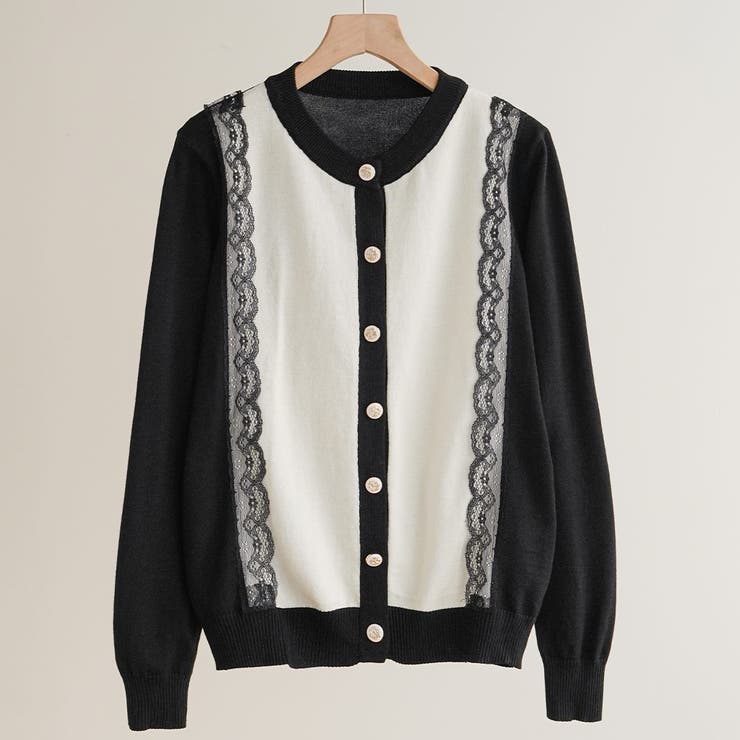 バイカラーレースカーディガン カーディガン バイカラー | maison de LATIR | 詳細画像46 