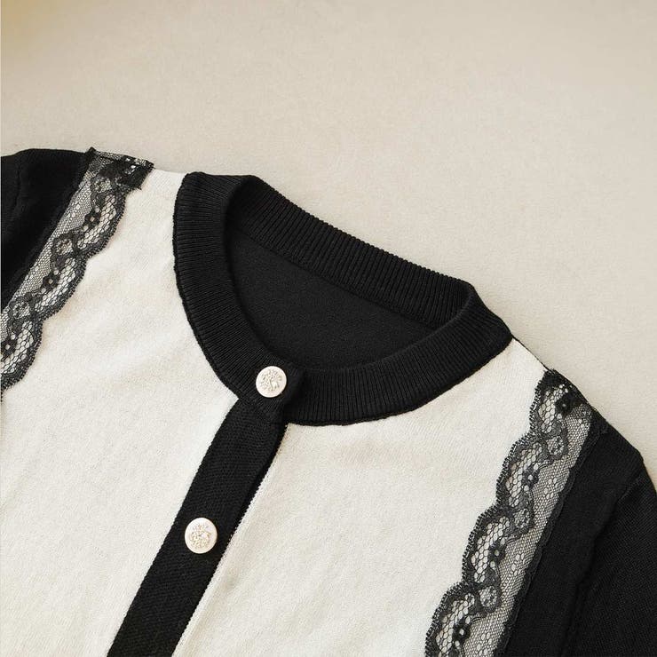 バイカラーレースカーディガン カーディガン バイカラー | maison de LATIR | 詳細画像48 