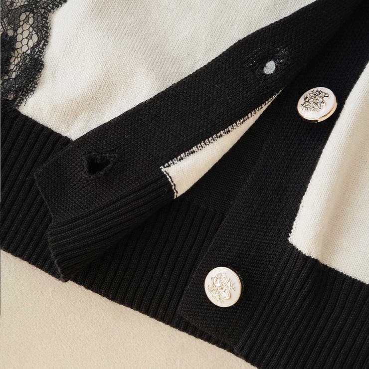 バイカラーレースカーディガン カーディガン バイカラー | maison de LATIR | 詳細画像53 