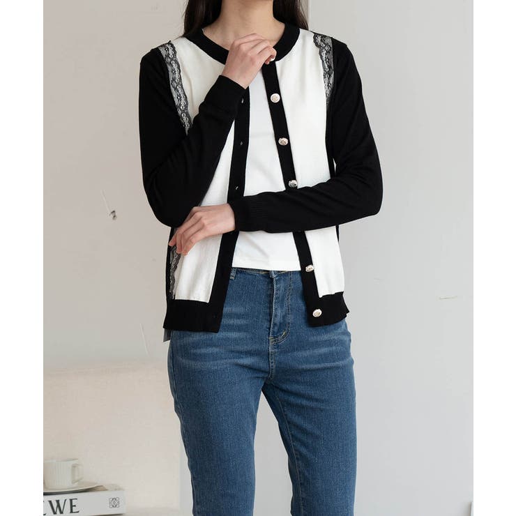 「コントラストが、私を際立たせる。」春服。バイカラー大人配色レースカーディガン | maison de LATIR | 詳細画像55 