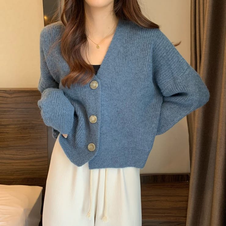 鮮やかな色合いが春コーデを明るくしてくれるVネックニットカーディガン ボタン調整… | maison de LATIR | 詳細画像14 