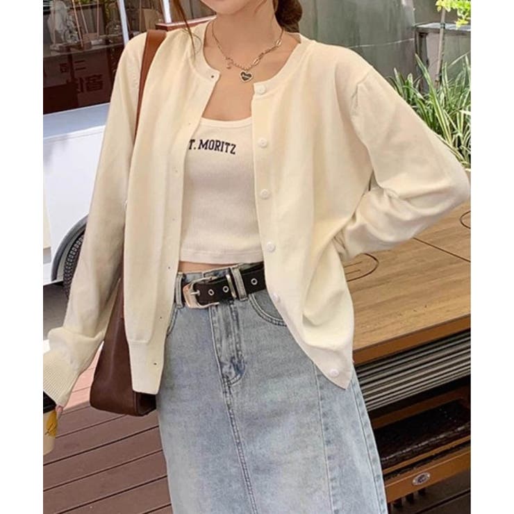 冬に使えるシンプルながらもトレンド感もあるクルーネックカーディガン トップス 羽… | maison de LATIR | 詳細画像14 