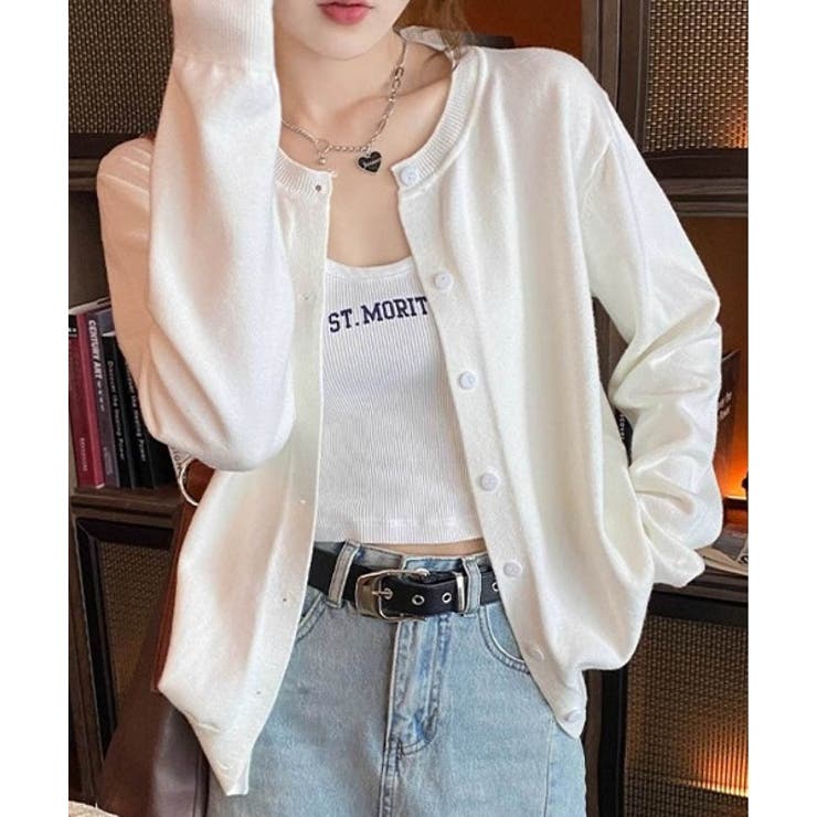 冬に使えるシンプルながらもトレンド感もあるクルーネックカーディガン トップス 羽… | maison de LATIR | 詳細画像18 