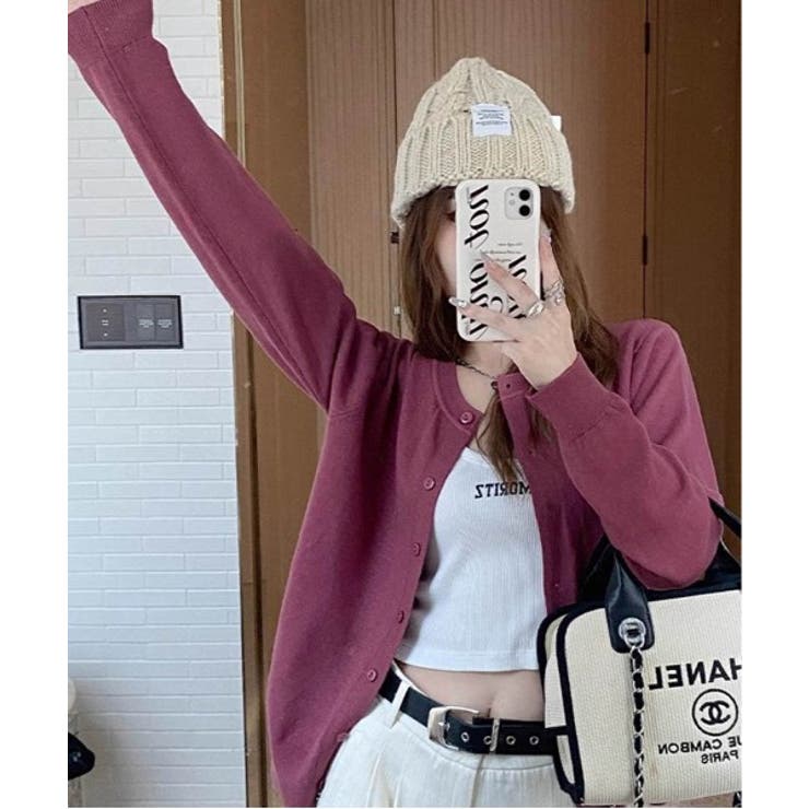 冬に使えるシンプルながらもトレンド感もあるクルーネックカーディガン トップス 羽… | maison de LATIR | 詳細画像24 