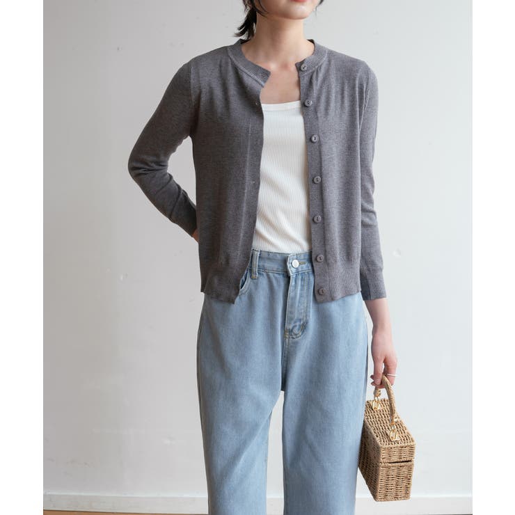 冬に使えるシンプルながらもトレンド感もあるクルーネックカーディガン トップス 羽… | maison de LATIR | 詳細画像29 