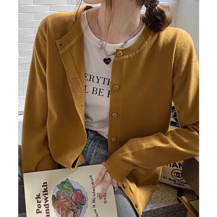 冬に使えるシンプルながらもトレンド感もあるクルーネックカーディガン トップス 羽… | maison de LATIR | 詳細画像4 