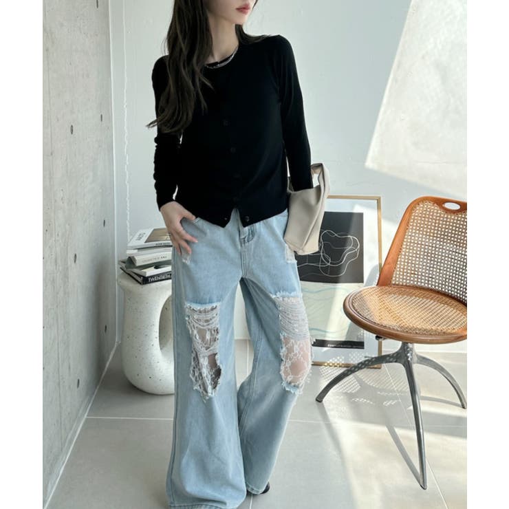 冬に使えるシンプルながらもトレンド感もあるクルーネックカーディガン トップス 羽… | maison de LATIR | 詳細画像7 