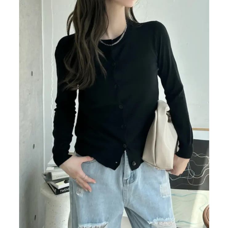 冬に使えるシンプルながらもトレンド感もあるクルーネックカーディガン トップス 羽… | maison de LATIR | 詳細画像8 