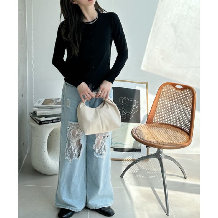 冬に使えるシンプルながらもトレンド感もあるクルーネックカーディガン トップス 羽… | maison de LATIR | 詳細画像9 