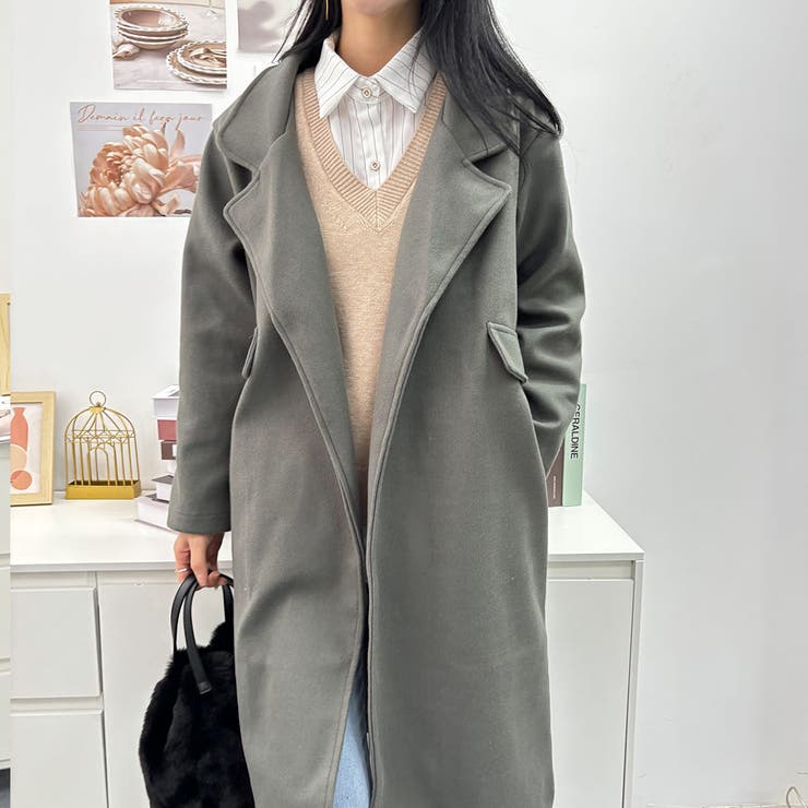 羽織るだけできちんと感間違いなしのロング丈チェスターコート レトロ 高見え | maison de LATIR | 詳細画像14 