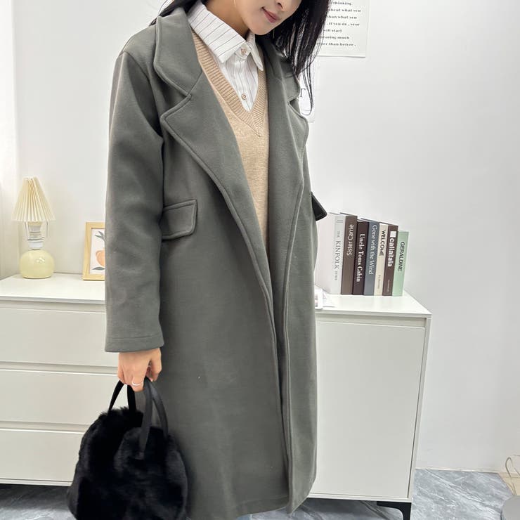 羽織るだけできちんと感間違いなしのロング丈チェスターコート レトロ 高見え | maison de LATIR | 詳細画像15 