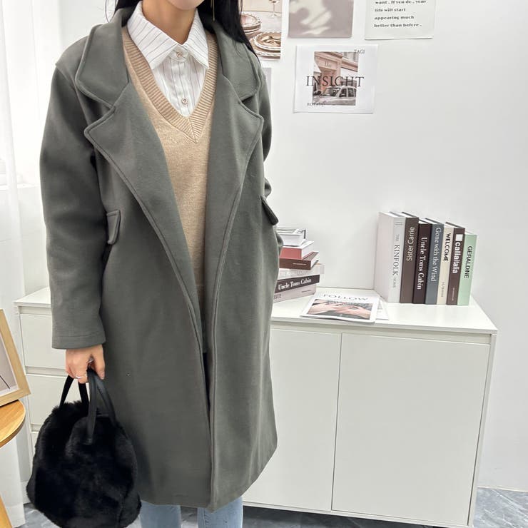羽織るだけできちんと感間違いなしのロング丈チェスターコート レトロ 高見え | maison de LATIR | 詳細画像20 