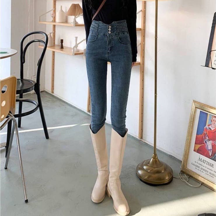 ウエストinがお洒落なハイウエストタイトジーンズ デニム スキニーパンツ | maison de LATIR | 詳細画像1 