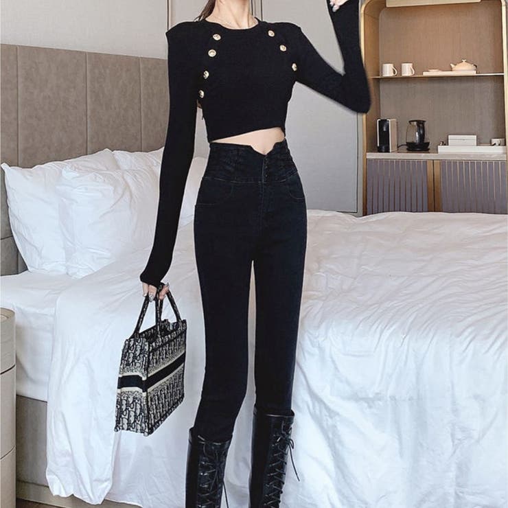 ウエストinがお洒落なハイウエストタイトジーンズ デニム スキニーパンツ | maison de LATIR | 詳細画像23 