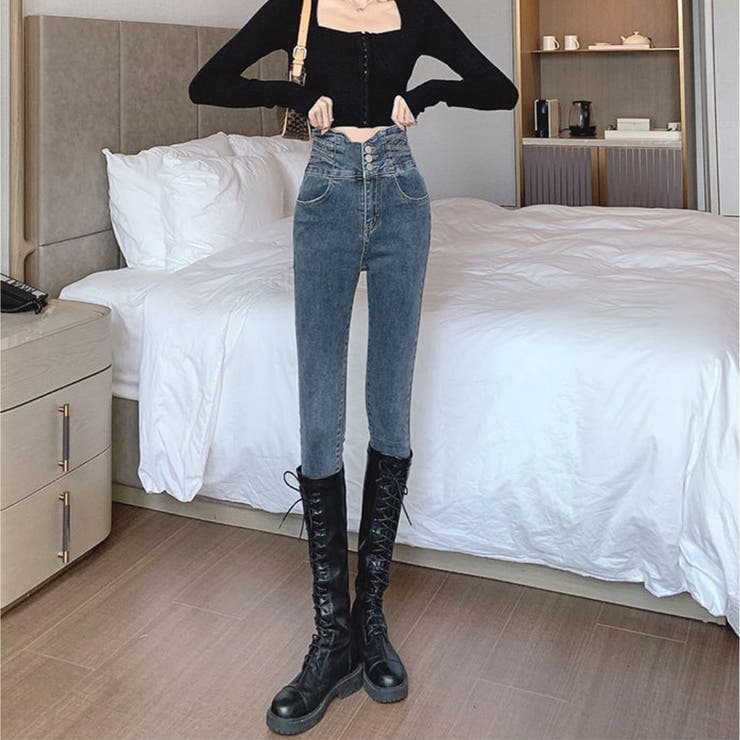 ウエストinがお洒落なハイウエストタイトジーンズ デニム スキニーパンツ | maison de LATIR | 詳細画像3 