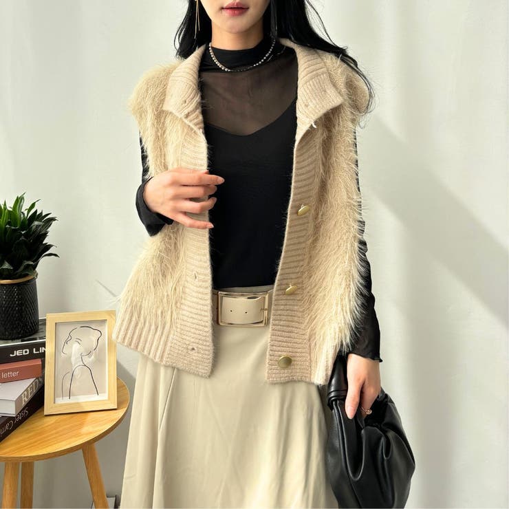 ふわっと柔らかフェイクファーベスト ファーベスト ベスト[品番