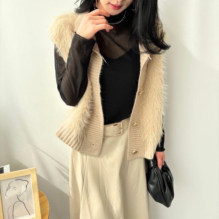 ふわっと柔らかフェイクファーベスト ファーベスト ベスト[品番