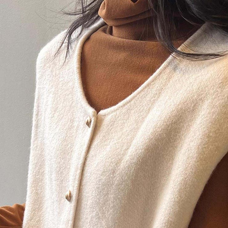 柔らかな生地でフレンチカジュアルを楽しめるノーカラーベスト トップス アウター | maison de LATIR | 詳細画像14 