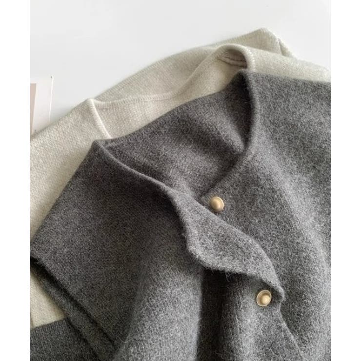 柔らかな生地でフレンチカジュアルを楽しめるノーカラーベスト トップス アウター | maison de LATIR | 詳細画像28 