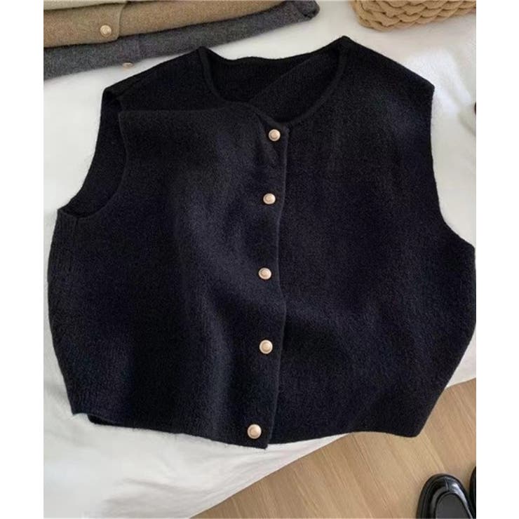 柔らかな生地でフレンチカジュアルを楽しめるノーカラーベスト トップス アウター | maison de LATIR | 詳細画像35 